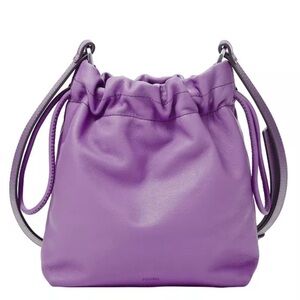 NWOT Fossil Gigi Leather Drawstring Crossbody in Bright Purple